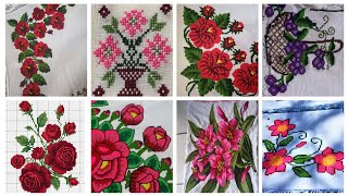 #1Most Amazing & elegant floral cross stitch designs/charsuti kurhai designs ideas