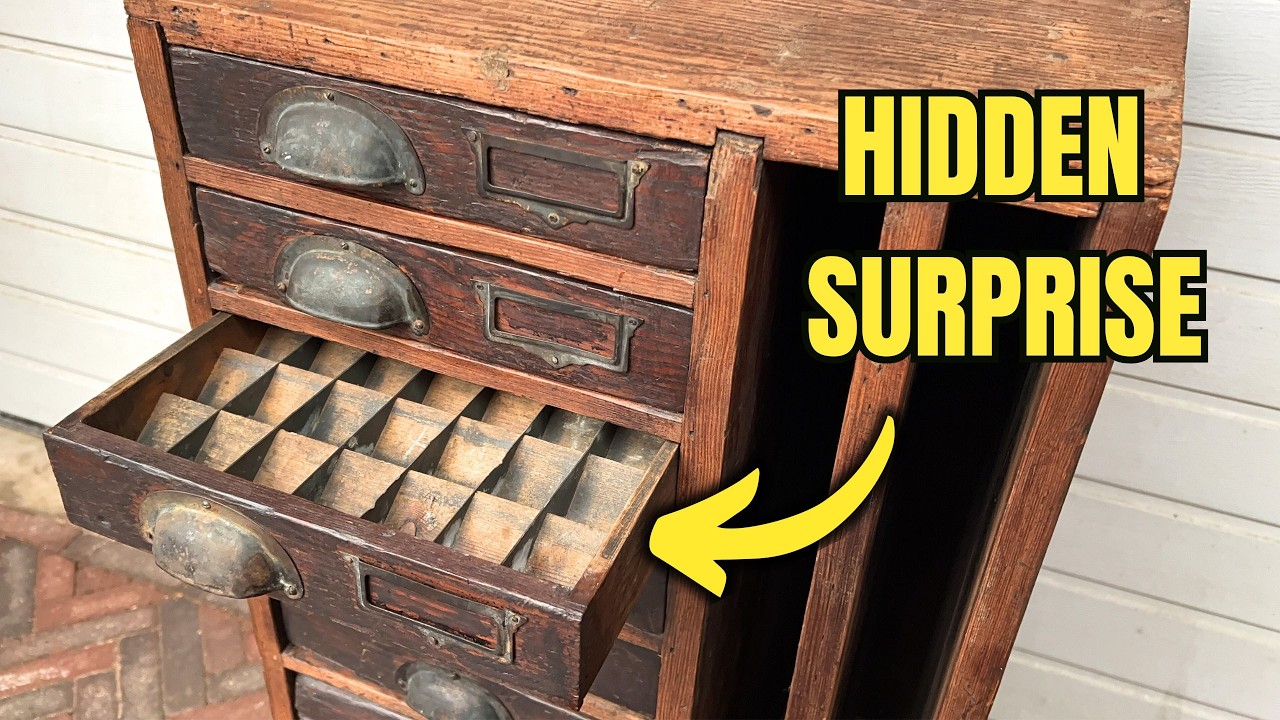I Restored a 1920s Printer’s Cabinet and Found a Hidden Print Shop Relic | ASMR restoration