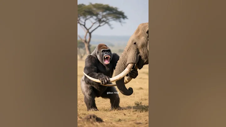 "Wild Power Clash! 🦍🐘💥 Nature’s ultimate battle!"#Shorts  #WildLifeBattle#GorillaVsElephant