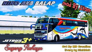 [Mod bussid] Jb3+ Hino AK 8 Cvt md Creation | Sugeng Rahayu | Anim 1 | Kamera sopir