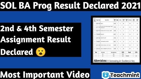 SOL BA Prog Result Declared 2021 | 2nd & 4th Assignment Result | Teachmint