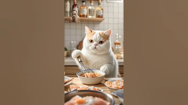 Watch the video about Cat cooking...😋 #cat #funny #shorts