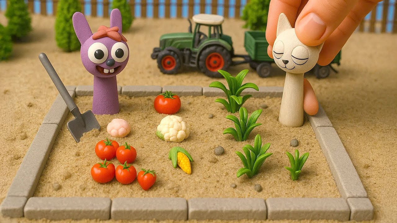 Diy mini Sprunki they are building  grow a garden. science project