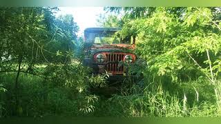 vuelta en Jeep ika levantado, por el campo.