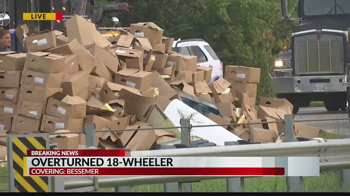 Crews clearing scene of overturned 18-wheeler on I-20/59 SB in Bessemer