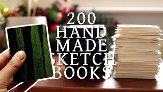 📚📔 Making 200 Mini Sketchbooks! ✨🍾 · Artist Vlog · #ad