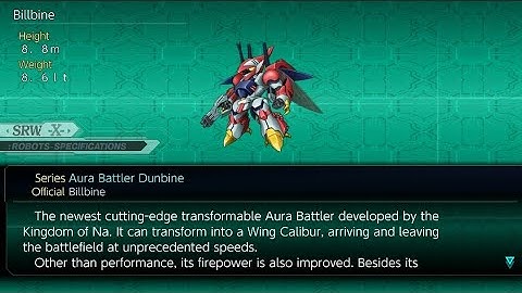 Ally Billbine, Wing Calibur All Attacks (Aura Battler Dunbine), Super Robot Wars X.