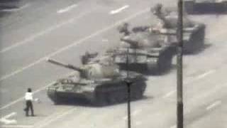 chinese tanks blocked by a man at tianamen square