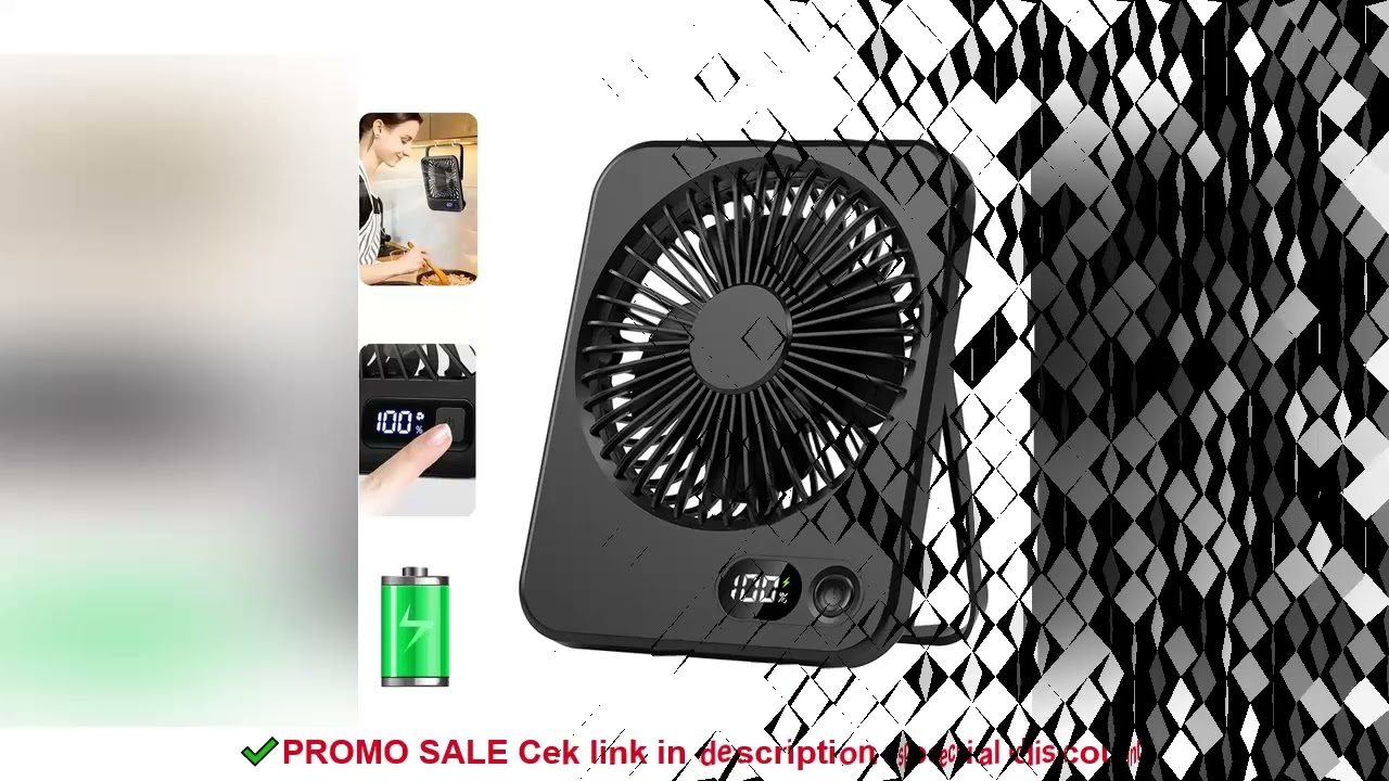 Desk Fan Portable USB Rechargeable Fan 180 Tilt Folding Personal Fan With Power Display 5 Speeds Ult