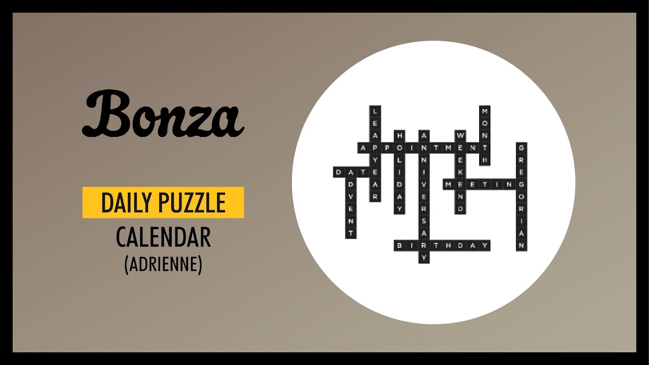 Bonza Word Puzzle | Daily Puzzle | Calendar | Adrienne - YouTube