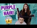 COLORING MY TEEN DAUGHTER'S HAIR AT HOME VLOG! DIY PURPLE HAIR DYE