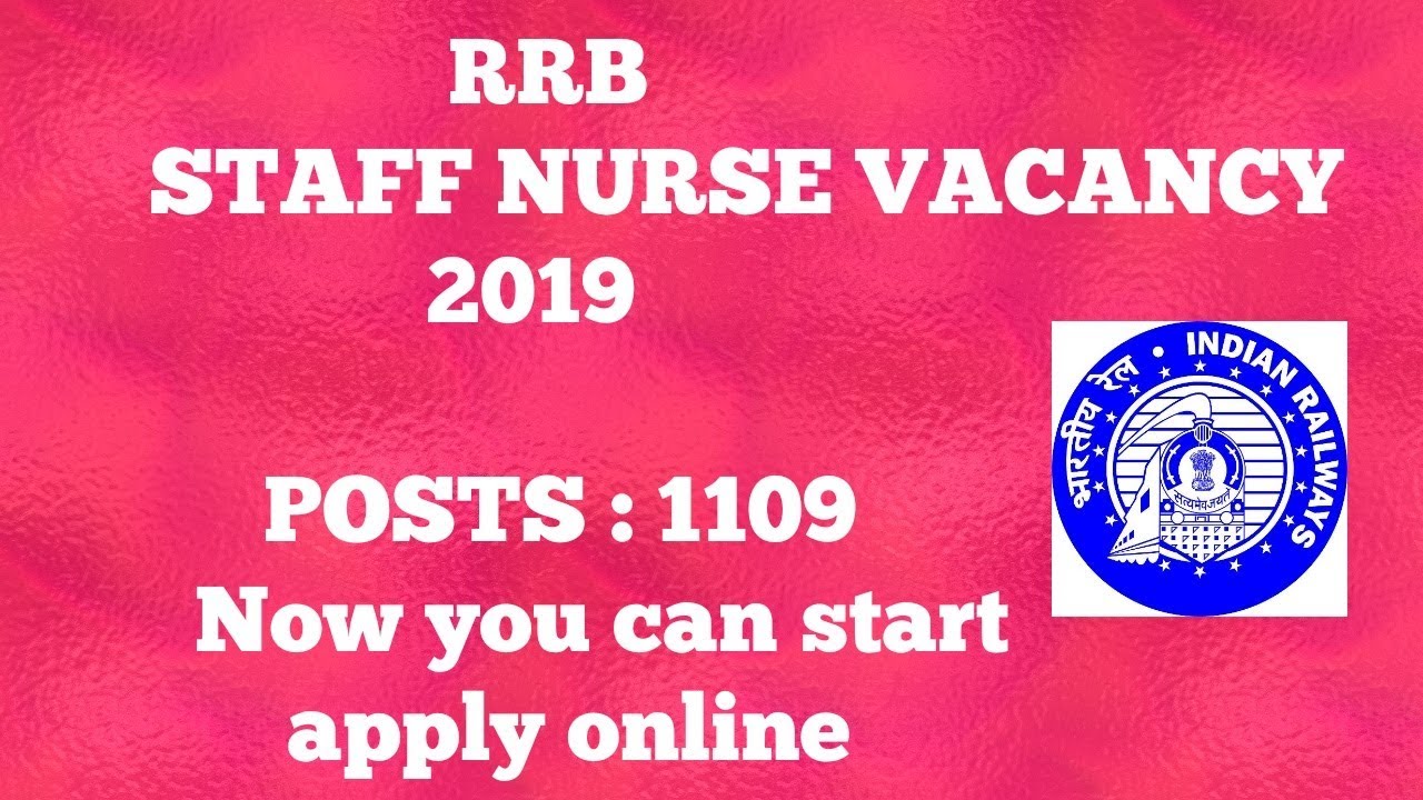 RRB paramedical recruitment 2019 | Full official notification | Staff Nurse Vacancy Posts 1109