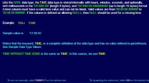 SQL 054 Data Types, Date Time Timestamp Data, TIME