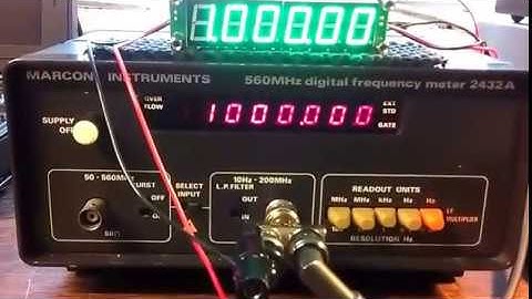 Marconi Instruments 2432A testing a 0.1 - 65MHz PLJ-6LED-A LED Frequency Counter