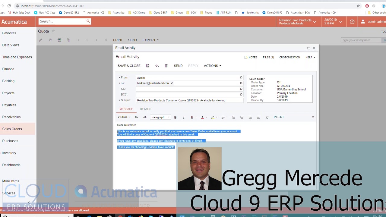 Acumatica - Creating a Quote