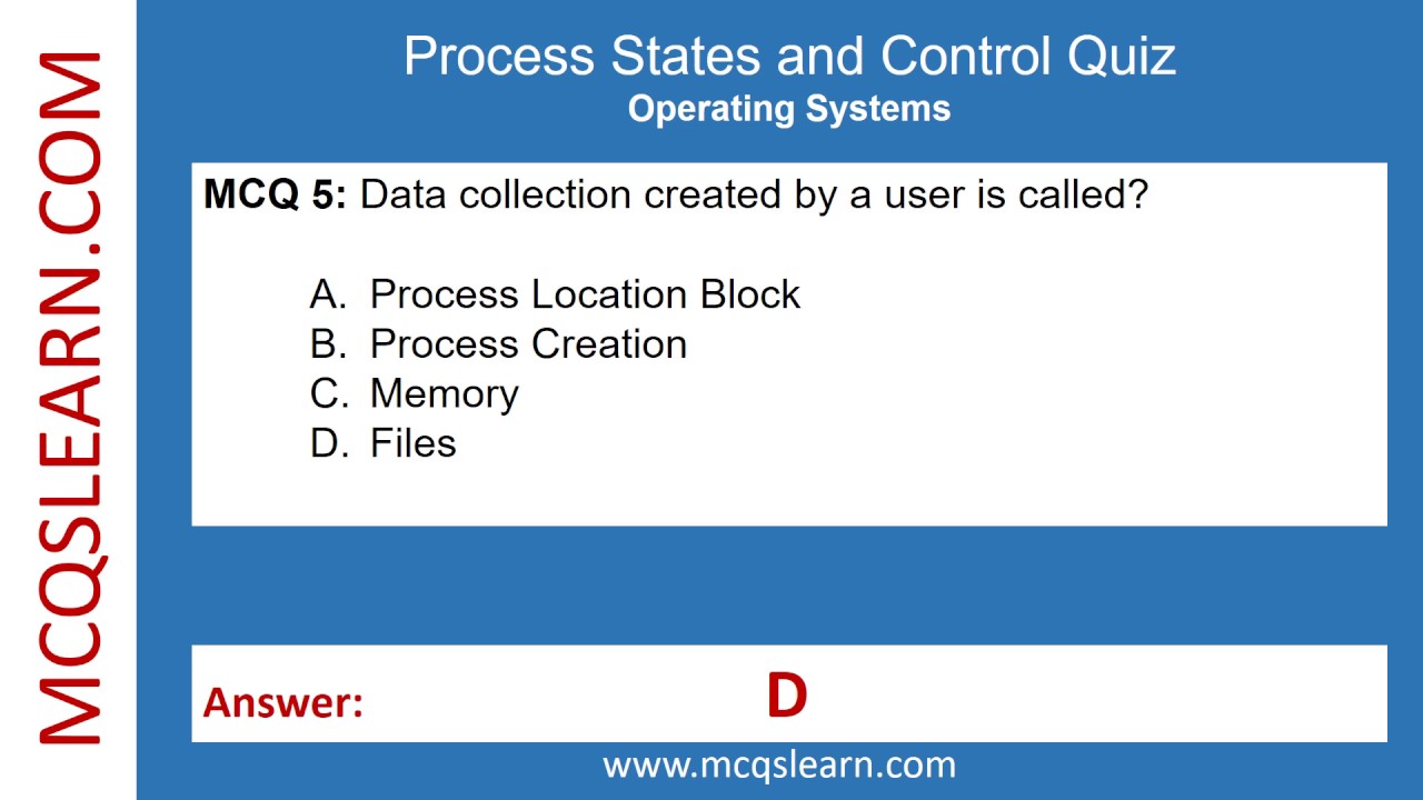 Process States Control Quiz Questions Answers PDF | Process States Notes | Class 9-12 Ch 6 Quiz App