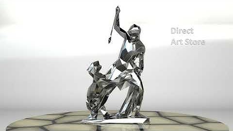 Template for DIY metal sculpture, Pattern of The panther hunter low poly model in DXF and PDF Format