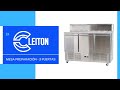 Vídeo: Mesa Fría de Preparación de 3 Puertas de 136x70 cm para 8 Cubetas GN 1/6 con Encimera de Mármol y Cúpula de Acero ®Cleiton
