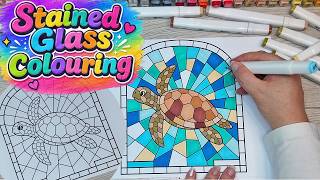 Sea Turtle Colouring Stained Glass Window Style Marker Pen Sounds