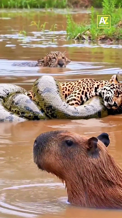 ANAKONDA ATTACKS LEOPARD !! Macan Tutul Mencoba Menolong Temannya Yang Terlilit Ular #shorts