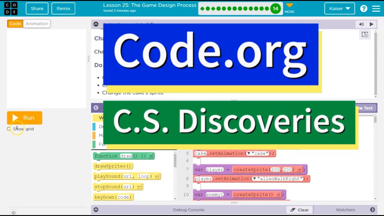 Code.org Lesson 26.13 C The Game Design Process | Challenge C | Answer ...