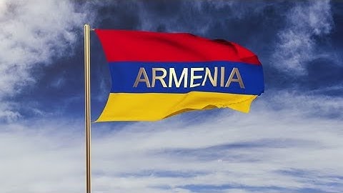 4K Armenia flag with title waving in the wind. Looping sun rises style. Animation loop Stock video