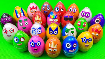 Looking Numberblocks, Alphablocks, Alphabet Lore SLIME Dinosaur Egg, Round, Square…Coloring! ASMR