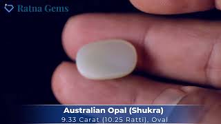 Certified 9.33 Carat 10.25 Ratti Australian White Opal Doodhiya Ratna Gems