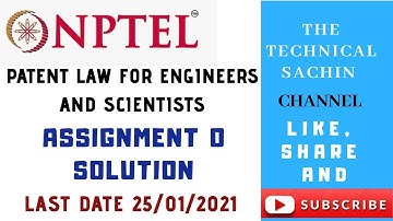 NPTEL Patent Law For Engineers And Scientists|| Assignment-0||Solution|| Week-0||Online Course-2021