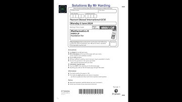 Edexcel - iGCSE - Mathematics A - June 2024 - Paper 2F - Solutions By Mr Harding