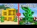 JJ And Mikey Gold vs Emerald House Battle in Minecraft Maizen