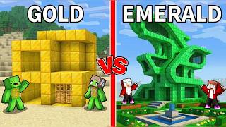 JJ And Mikey Gold vs Emerald House Battle in Minecraft Maizen
