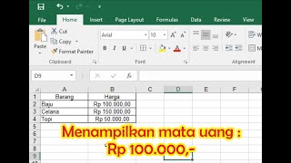 Membuat tampilan Rp mata uang otomatis pada excel