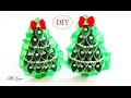 ЗАЖИМЫ - ЕЛОЧКИ, МК / DIY  Kanzashi Christmas Tree Hairclip