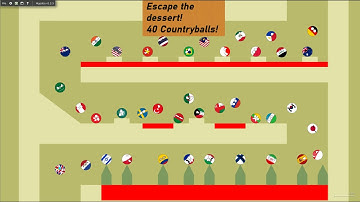 Escape the Desert - Algodoo marble race 40 Countryballs