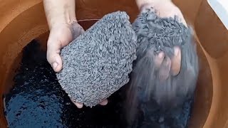 Dusty crunchy charcoal cylinder wholecrush crumble dipping in water 💦💦 paste play Asmr  screenshot 5