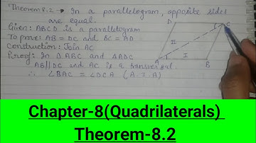 Maths|Class-9|Chapter-8|Quadrilaterals|Theorem-8.2|