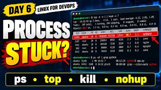 Full Linux Process Management Made Easy! Master ps, top, kill & nohup | Linux for DevOps | Day 6 Guide