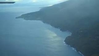 Flying into Hana, Maui during stormy weather.