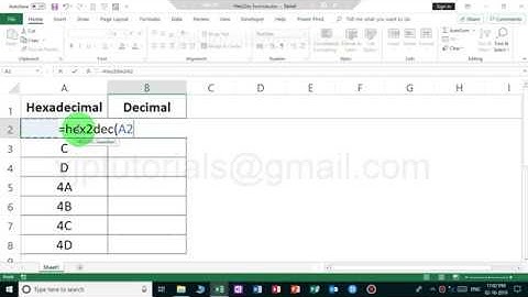 How to convert a hexadecimal to decimal in MS Excel 2019 Office | Hex2Dec formula