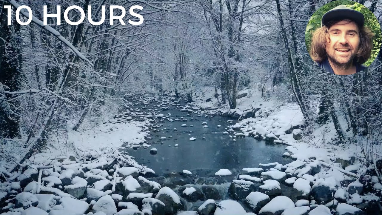Winter Stream with Cold Wind Blowing & Snow Falling | Relaxing Nature ...