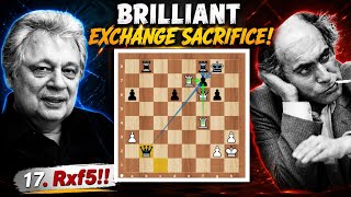 Mikhail Tal's Brilliant Exchange Sacrifice Crushes Kapengut | Chess Masterpiece (1972) screenshot 2