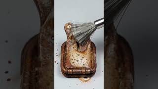 Rust removal on metal object #metal #art #rust #cleaning