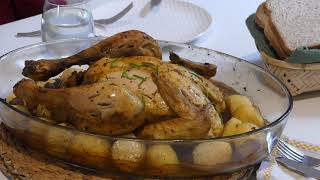 دجاج بالبطاطس محمر في الفرن... Poulet Rôti Au Four Facile Et Rapide