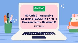 [UPDATED] TESOL ANSWER KEY | G3 Unit 2-Assessing Learning (ESOL) in a 1-to-1 Environment -Revision 2