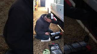 connecting two motorhome leisure batteries on an auto trail.