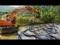 Using large excavator catch many fish exciting fishing with excavator find catch fish