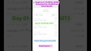 Day 01 -Target no. 04 |  Profit Rs. 40,000 Investment Rs. 20,000 from Stock market |07th May 2026 📈