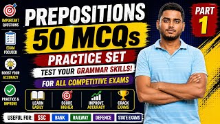 50 Prepositions MCQs | Preposition Practice Set | English Grammar for  Competitive Exams | Part 1