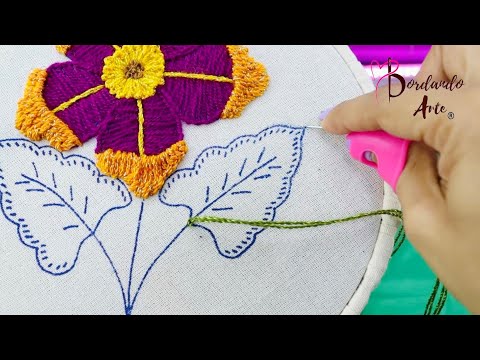 BORDADO FANTASÍA PUNTADAS FÁCILES PARA HOJAS | HAND EMBROIDERY EASY STITCH UNIQUE DESIGN